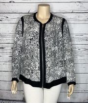 Style & Co. Woman NWT Size 3X Black & White Speckled Zip Front Jacket