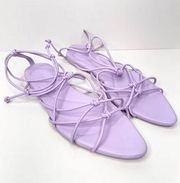 Vince Sandals Size 8.5 Leather Kenna Strappy Purple Lilac Flat Shoes NEW