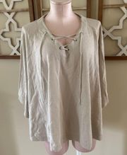 Womens Size M/L  New York Knit Beige Poncho Shirt