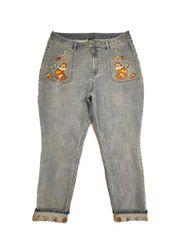 Disney Chip N Dale Embroidered Mom Jeans