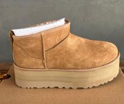 UGG  CLASSIC ULTRA MINI PLATFORM SIZE 8 BRAND NEW IN BOX CHESTNUT