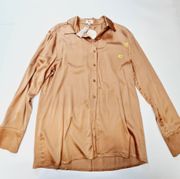 Camila Coelho Jill Button Down Shirt in Soft Gold