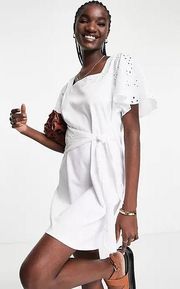 White Square Neck T-shirt Dress