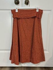 Patagonia Morning Glory Fold Over Waist Midi Skirt Burnt Orange Print Size XL