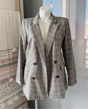 Rachel Zoe Brown Black Plaid Long Sleeves Open Front Blazer Women’s Size XL