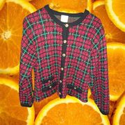 Hasting & Smith Red and Green with Gold Button Up Cardigan Size‎ Medium
