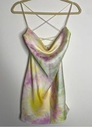 ZARA  Tie Dye Satin Effect Mini Dress S