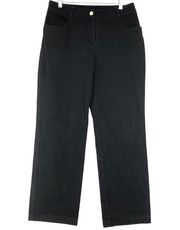 St John Womens Size 8 Jeans Black Straight Leg High Waist Cotton Stretch USA