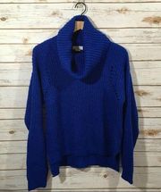 Ten Sixty Sherman Chunky Knit Cowl Neck Sweater - Blue - Medium