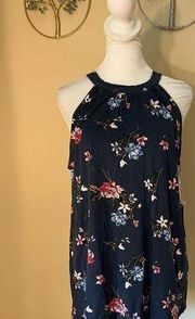 NWT! Market & Spruce Blue Pink Floral Sleeveless Blouse Medium