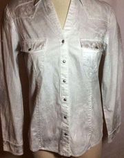 NWT Silver Jean Company Foiled White  Size Medium