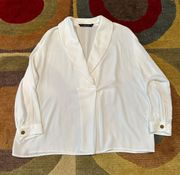 ZARA White Long Sleeve Sheer Blouse Top Size Small