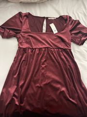 Francesca’s Miami Burgundy velvet babydoll dress 