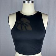 Beyond Yoga Flower Mesh Cropped Black Tank Top