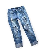 Womens ZCO Soundgirl Distressed Ripped Skinny Roll Up Jeans - Sz 3