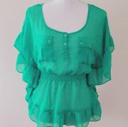 Candies green batwing blouse size medium