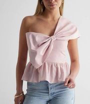 NWT  One Shoulder Statement Bow Peplum Corset Top in Bubble Size XL