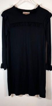 NWT Nordstrom Philosophy Black long sleeve ruffle dress shift dress Size Small