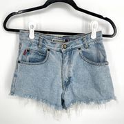 Bugle Boy Jeans 750 VINTAGE Shorts Womens Sz 12R / 26 Faded Hi Rise Cutoff Denim