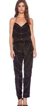 Karina Grimaldi Silk Destiny beaded jumpsuit size medium