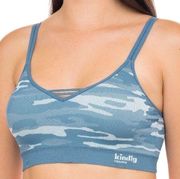 Kindly Yours Reef Blue camouflage caged v-neck bralette size small