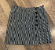 Black White Wool Mini Skirt Size 12