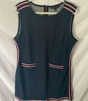 Tommy Hilfiger: Blue with red/white strips-Cotton Blend- Midi, tank dress- XL