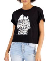 NWT Leopard Print Snoopy Cropped Short Sleeve Tee