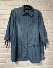 Jean tunic with button detailing on the back and front from Lane Bryant