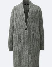 NWT Uniqlo Gray Wool Ribbed Knitted Coat xs