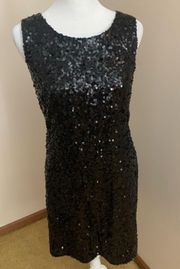 Julie Brown Black Sequin Mini Wedding Dancing  Party Date Night Dress Size Small