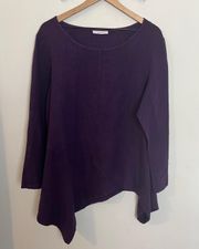 - Linen Deca Shirt Asymmetrical Tunic Boho Lagenlook Hippie Purple