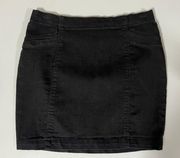 Bershka Black Solid Bodycon Stretch Denim Jean Mini Skirt Size M 🖤