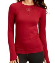 Ideology Red Perforated Seamless Long Sleeve Activewear Top Size Medium