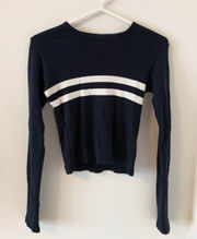 Brandy Melville Navy Crop Striped Sweater