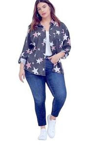 Torrid Burnout Relaxed Fit Star Button Up Top Size Torrid 00 Women’s M/L 10