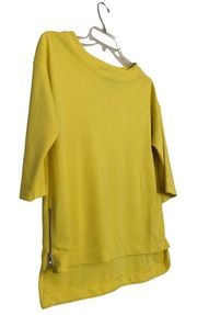 Rafaella Women Blouse Zipper Side Hem Yellow Pullover Size PXS