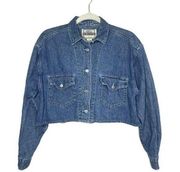 Levi's Cropped Denim Shirt Button Front Long Sleeve 100% Cotton Size Medium Sz M