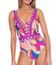 New! Trina Turk Sevilla Plunge One-Piece Swimsuit