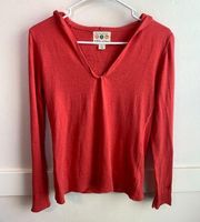 Title Nine Red V-Neck Thin Sweater Hoodie