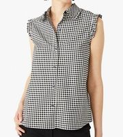 NWT kate spade Mini gingham sleeveless top , Black and white