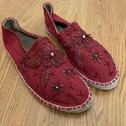 Antik Batik for Johnny Was Tori Red Espadrilles Beaded Size 41 US 11