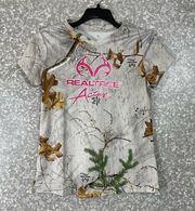 Realtree Active Light Gray Leaf Short Sleeve T-Shirt - Size Medium - Activewear