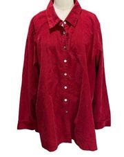 JJILL red button front trapeze blousecorduroy size XLP Extra large petite