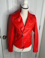 Azalea Wang Dolls Kill red Faux leather moto zip up jacket size small