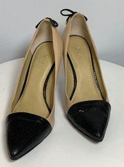 Levity Womens Pumps Heeled Crocs Jalone Shoes Tan Black Size 5.5