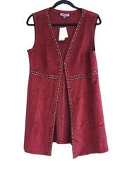 faux suede vest new with tags red size M