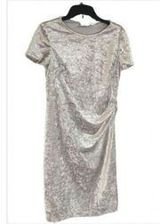 Jones New York Women's Silver Metallic Velvet Ruched Bodycon Dress Size 10