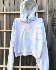 Hollister  pink and white tie dye crop top hoodie M