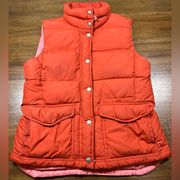 J CREW Excursion Puffer Vest Burnt Orange Pink lined Down Quilted Women's Small